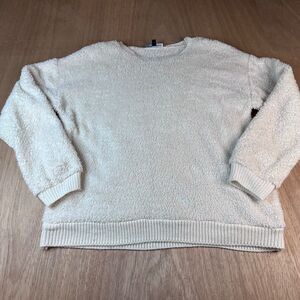Alison Andrews Women’s Sherpa Fleece Sweater Ivory Cream Size M Cozy Knit